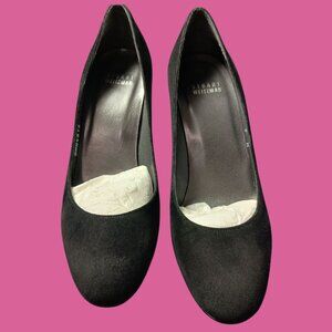 Stuart Weitzman  Suede Cageswoon Heels Round Toe Classic Womens Pumps Black 7.0M